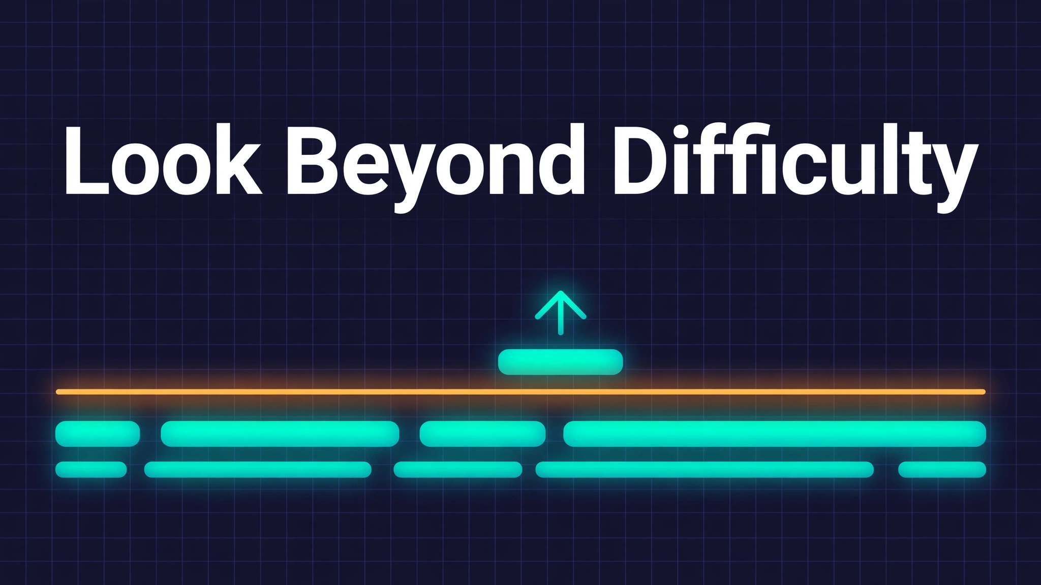 Dark branded cover titled Look Beyond Difficulty with search result bars and a low ceiling line.