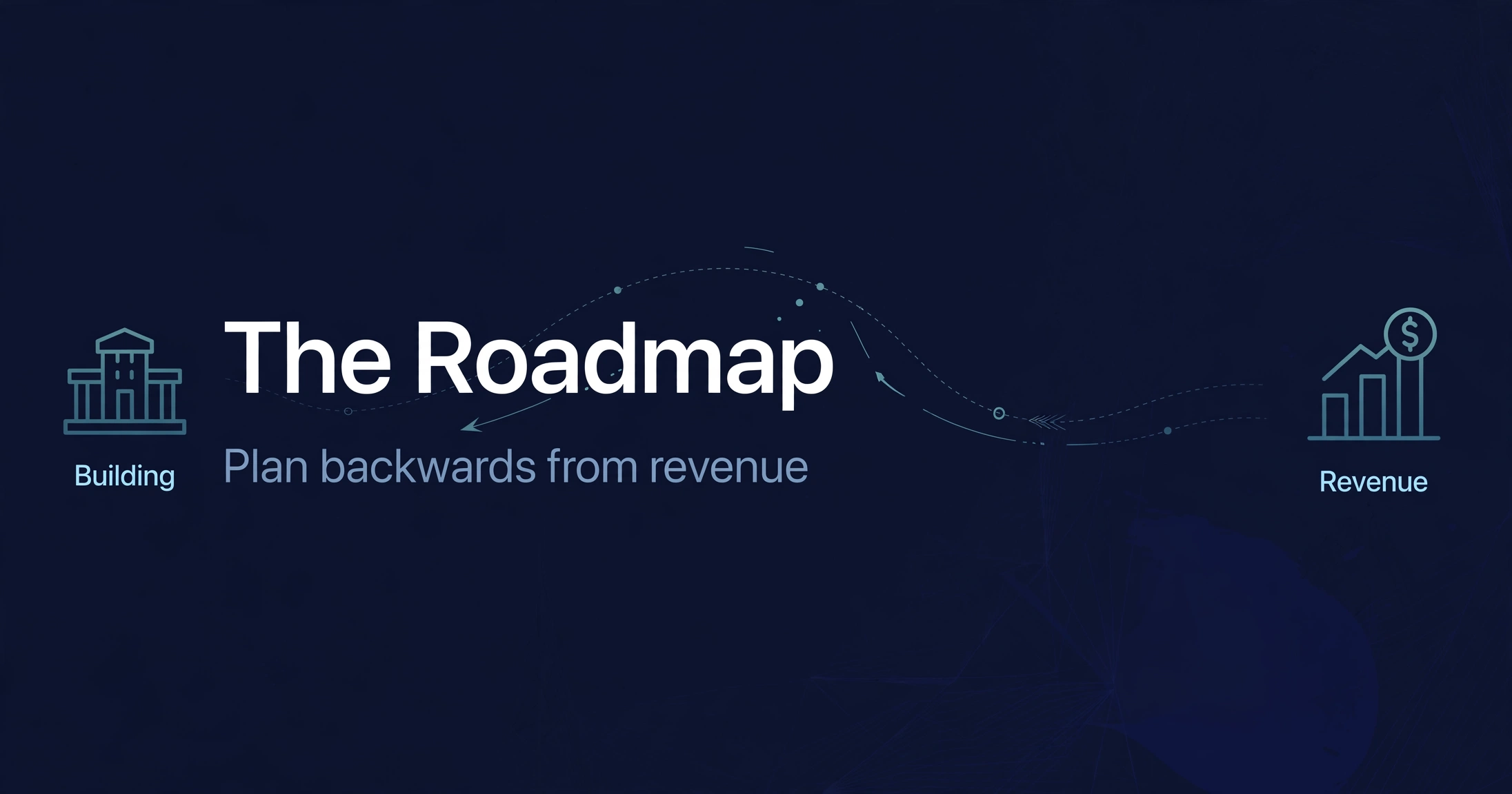 Dark branded cover with the title The Roadmap and a path diagram leading from revenue back to building.